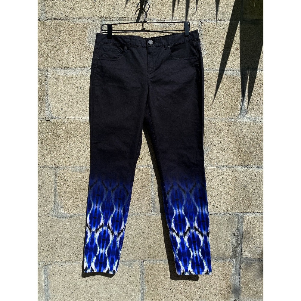 Elie Tahari - Black Cropped Pants with Coloured Leg Ends - size L / XL
